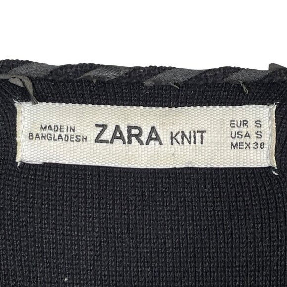 Zara Knit Black Draped Waterfall Fringe Cardigan Sweater Women’s Size Small - Picture 6 of 12